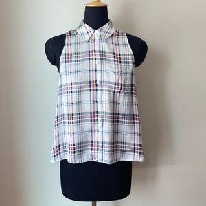 Equipment Plaid Button Down Tank
